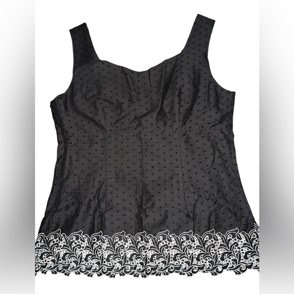 TRIBAL Brand Sleeveless Black Swiss Dot Lace Cotton Top - Picture 2 of 5